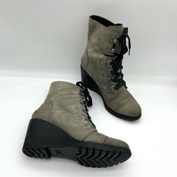 Sorel Women's After Hours Lace Quarry Mid-Calf Leather Boots Women Sz 10 - Picture 1 of 10